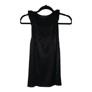 Wayf Women's ruffle Neck Long Black Silk tank top Tunic 6